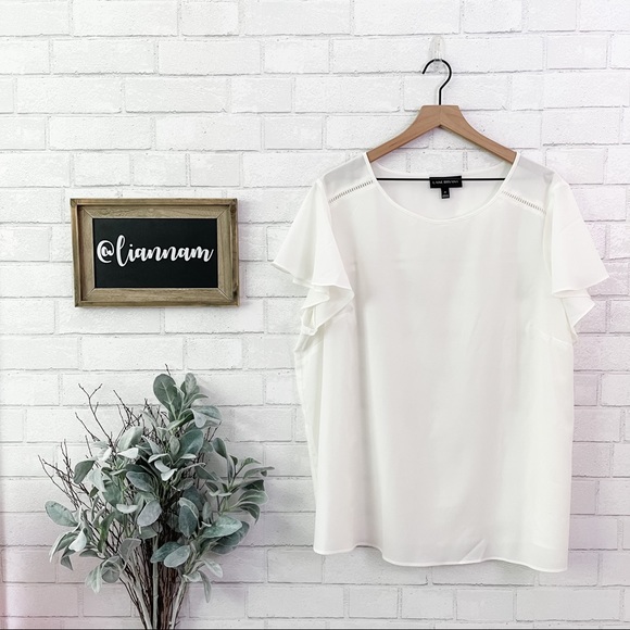 Lane Bryant Tops - Lane Bryant Off White Flutter Short Sleeve Top